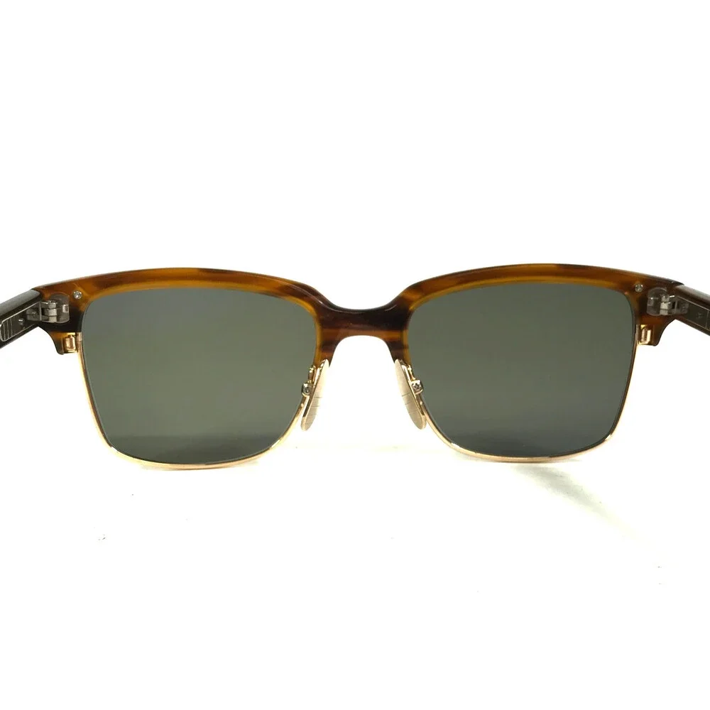 Thom Browne Sunglasses TB-709-B-T-WLT-GLD-51 Brown Walnut Gold Frames Green Lens